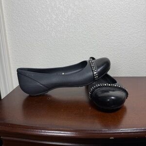 Crocs Lina Rhinestone Patent Cap Toe Ballet Flats Business Casual Comfort Size 6